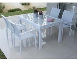 סט גינה דגם בונדי שולחן נפתח עד 280+ 4 כסאות לבן