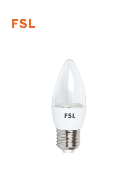 לד נר שקוף+ טיפה 7W C35 לבן אור חם FSL E14