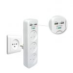 מפצל 3 T אנכי + שניים USB  זרם טעינה  2A  OMEGA