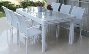 סט גינה בונדי שולחן + 4 כיסאות בצבע לבן שנהב