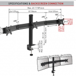 זרוע ברקן נצמדת לשולחן לשלושה מסכים Barkan M153 Triple Screen