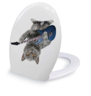 מושב אסלה הידראולי שליפה מהירה בהדפס חתול