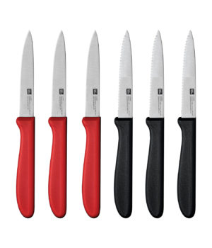 מארז 6 סכיני ירקות שחור\אדום CLASSIC