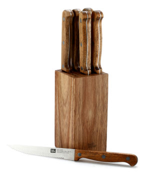 בלוק סכינים 7 חלקים הכולל 6 סכיני סטייק + מעמד עץ MEAT LOVERS