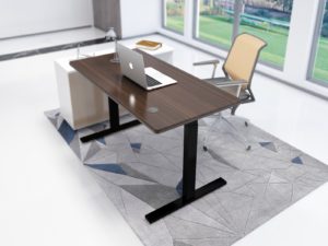 שולחן מתכוונן חשמלי דגם דולב 140/70 חום כהה רגל שחורה