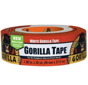 סרט הדבקה \ חבלה לבן גורילה סופר חזק Gorilla Tape 48mmX27.4m, ***החזק מכולם, כמות דבק כפולה, 3 שכבות, עמיד מזג אויר***