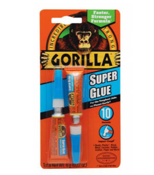 דבק גורילה סופר גלו מחוזק 6 גרם (זוג) Gorilla Glue, ***תרכובת מחוזקת גומי לתיקונים קטנים ומיידיים, פקק אנטי סתימה***