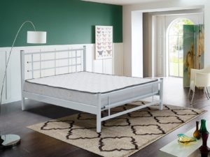 מיטת מתכת זוגית מבית Twins Design דגם אוסלו צבע לבן 140X190