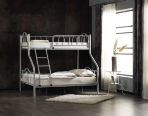 מיטת קומתיים זוגית מתכת מבית Twins Design דגם אימג' אקו לבן