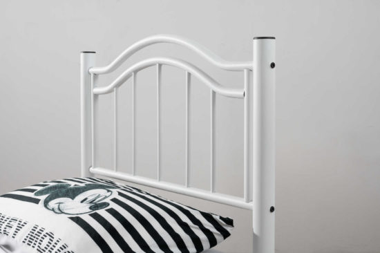 מיטת יחיד ממתכת בצבע לבן 80/190 מבית Twins Design דגם בליני