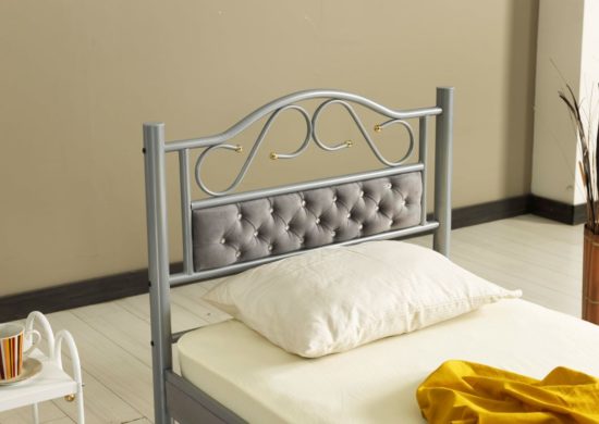 מיטת יחיד 90/190 פריז מתכת אפור בד אפור Twins Design