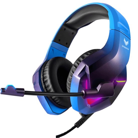 אוזניות ספארקפוקס H1 BLUE עם תאורת RGB מתחלפת