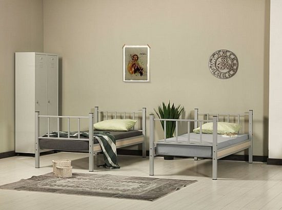 מיטת קומתיים יורט מאטל ממתכת איכותית 80/190 אפור מבית Twins Design