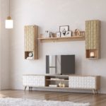 מזנון טלווזיה +סט מדפים תואם ברוחב 1.70 דגם Elegance אלגנס בהיר מבית Twins Design