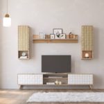 מזנון טלווזיה +סט מדפים תואם ברוחב 1.70 דגם Elegance אלגנס בהיר מבית Twins Design