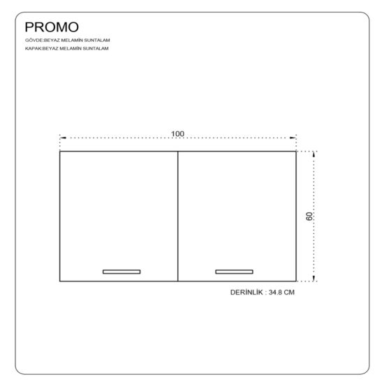 ארון שירות עליון למטבח ברוחב מטר דגם FLY180447-PROMO 100 מבית Twins Design