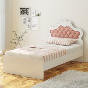 מיטת יחיד מעץ בשילוב בד דגם אסוס Assos מבית Twins Design