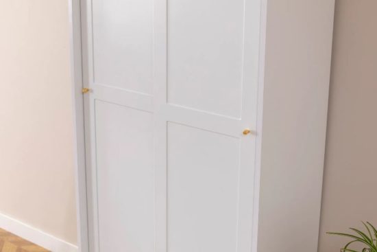 ארון בגדים 2 דלתות הזזה בצבע לבן דגם הנרי מבית Twins Design