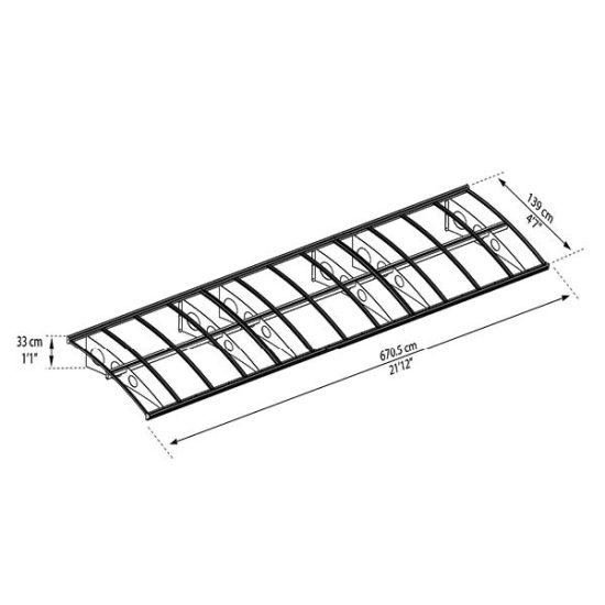 גגון Herald אפור שקוף 1.4X6.7 מבית פלרם-Canopia