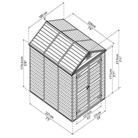 מחסן גינה Skylight אפור 1.9X2.3 מבית פלרם-Canopia