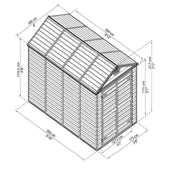 מחסן גינה Skylight אפור 1.9X3 מבית פלרם-Canopia