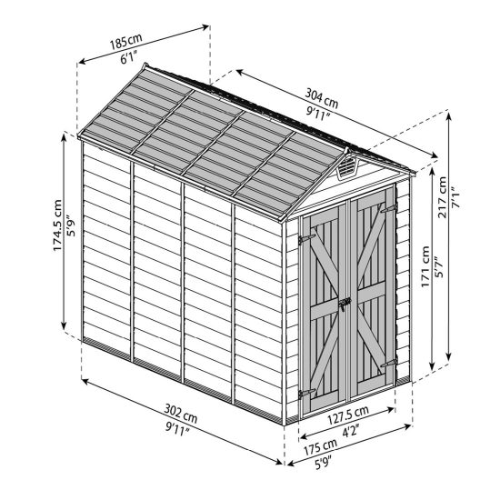 מחסן גינה Skylight קרם 1.9X3 מבית פלרם - Canopia