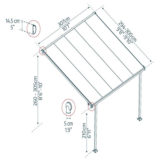 פרגולה אלומיניום Feria לבנה 3X3.1 מבית פלרם - Canopia