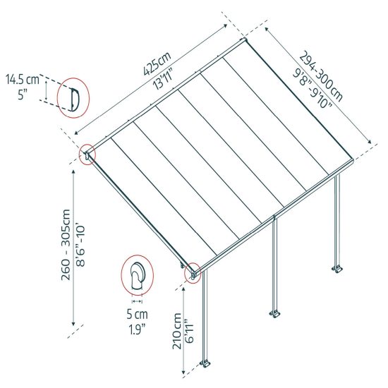 פרגולה אלומיניום Feria לבנה 3X4.3 מבית פלרם - Canopia