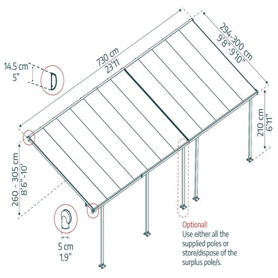 פרגולה אלומיניום Feria לבנה 3X7.3 מבית פלרם - Canopia