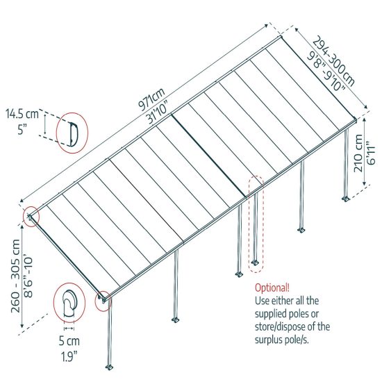 פרגולה אלומיניום Feria לבנה 3X9.2 מבית פלרם - Canopia