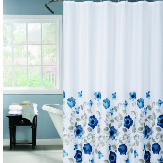וילון אמבטיה בעיצוב פרחים כחולים 240/180