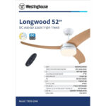 ‏מאוורר תקרה Longwood 52'' CCT עם שלט Westinghouse