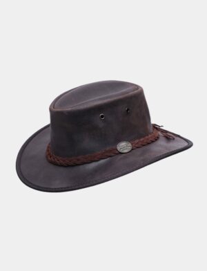Barmah - כובע בוקרים רחב שוליים ברמה מתקפל עמיד במים עשוי מעור בקר מידה M בצבע חום
