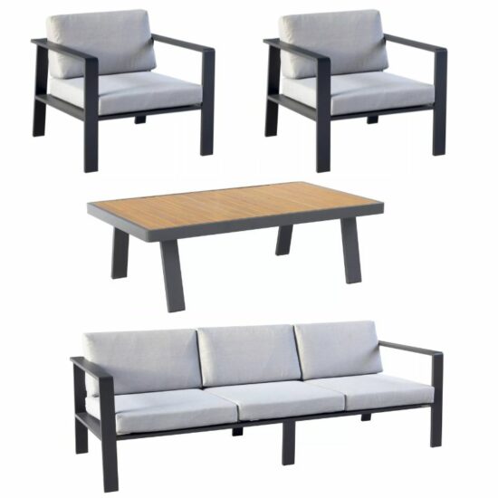 ריהוט גן ספה תלת + 2 כורסאות + שולחן מדגם NOFAR