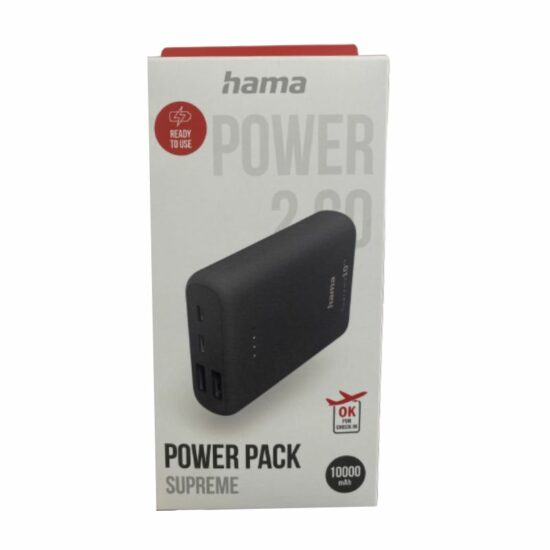 מטען נייד 10,000MAH שחור HAMA