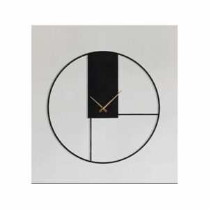 שעון קיר מתכת שחור גיאומטרי קוטר 60 ס"מ