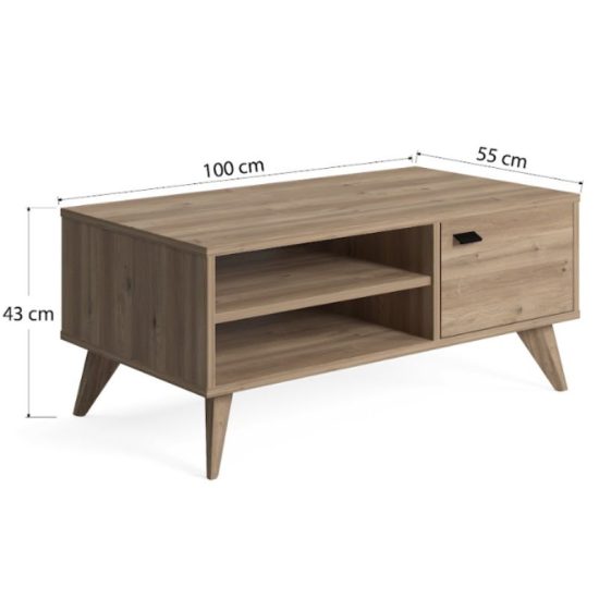 שולחן סלון עץ מלבן כולל אחסון LIKA