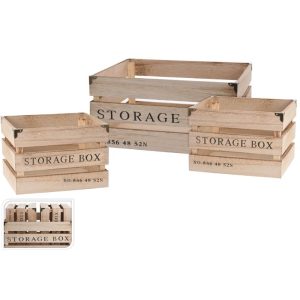 סט 3 קופסאות אחסון עץ מעוצבות STORAGE BO