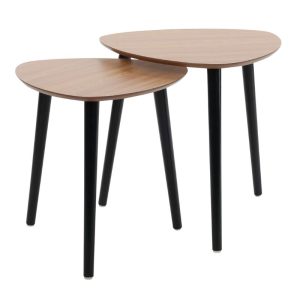 שולחן צד אליפסה 40X41סמ עץ רגליים שחור