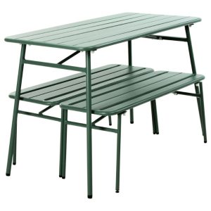 מערכת ישיבה זוג ספסלים +שולחן מלבני RG ירוק