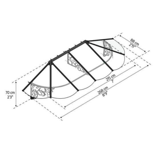 גגון LILY שחור שקוף 0.9x2.7 מבית פלרם - Canopia