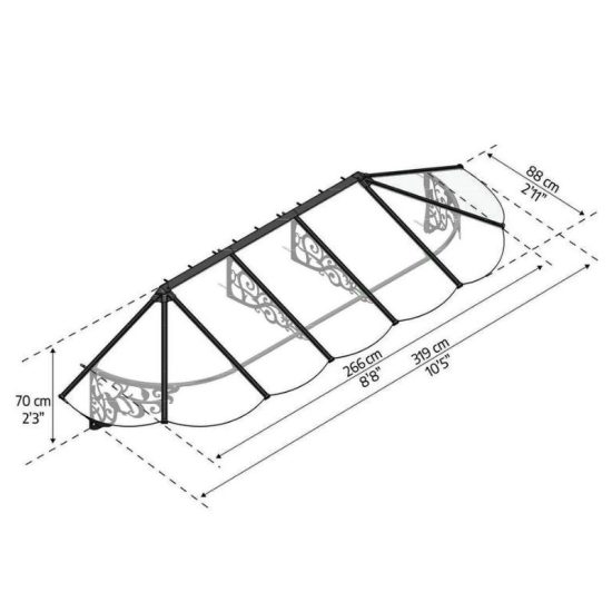 גגון LILY שחור שקוף 0.9x3.2 מבית פלרם - Canopia