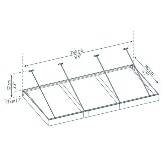 גגון SOPHIA XL אפור שקוף 1.4x2.9 מבית פלרם - Canopia