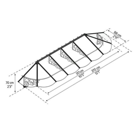 גגון LILY שחור שקוף 0.9x3.7 מבית פלרם - Canopia