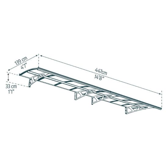 גגון AMSTERDAM אפור שקוף 1.4x4.5  מבית פלרם - Canopia