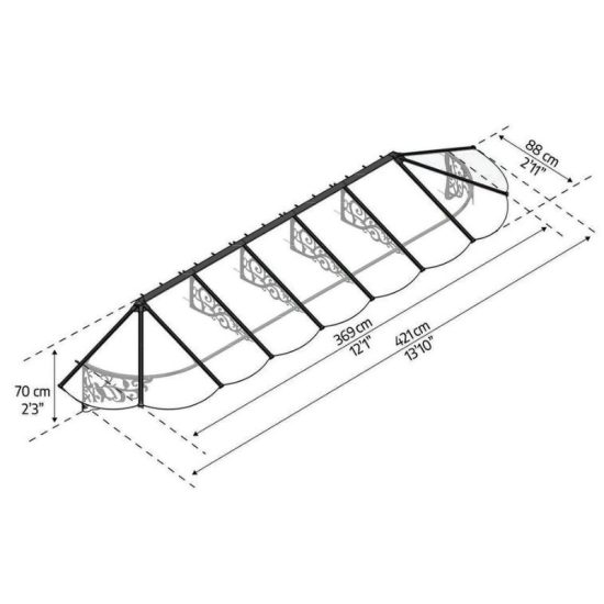 גגון LILY שחור שקוף 0.9x4.2 מבית פלרם - Canopia