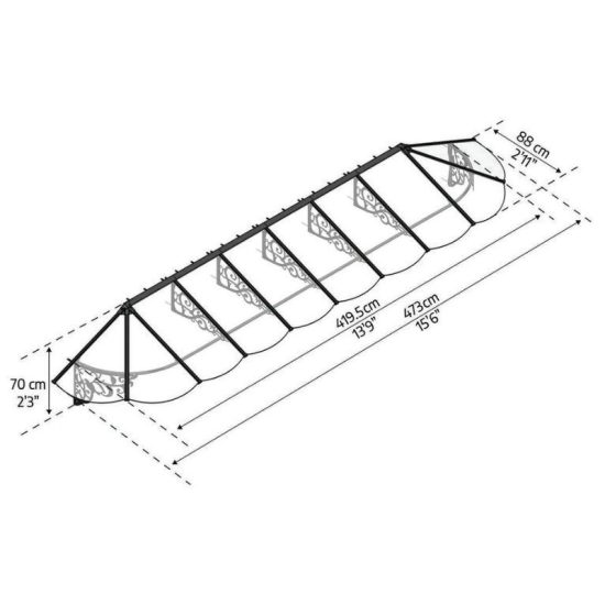 גגון LILY שחור שקוף 0.9x4.7 מבית פלרם - Canopia