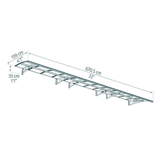 גגון AMSTERDAM אפור שקוף 1.4x6.7 מבית פלרם - Canopia