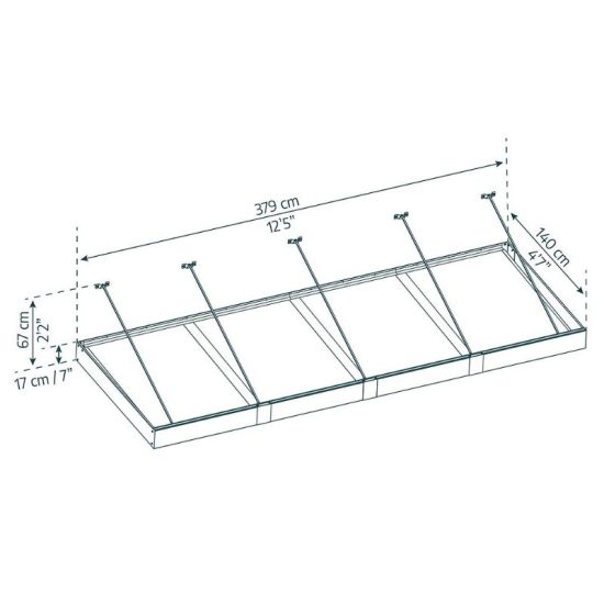 גגון SOPHIA XL אפור שקוף 1.4x3.8 מבית פלרם - Canopia