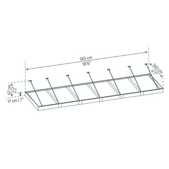 גגון SOPHIA XL אפור שקוף 1.4x5.7 מבית פלרם - Canopia